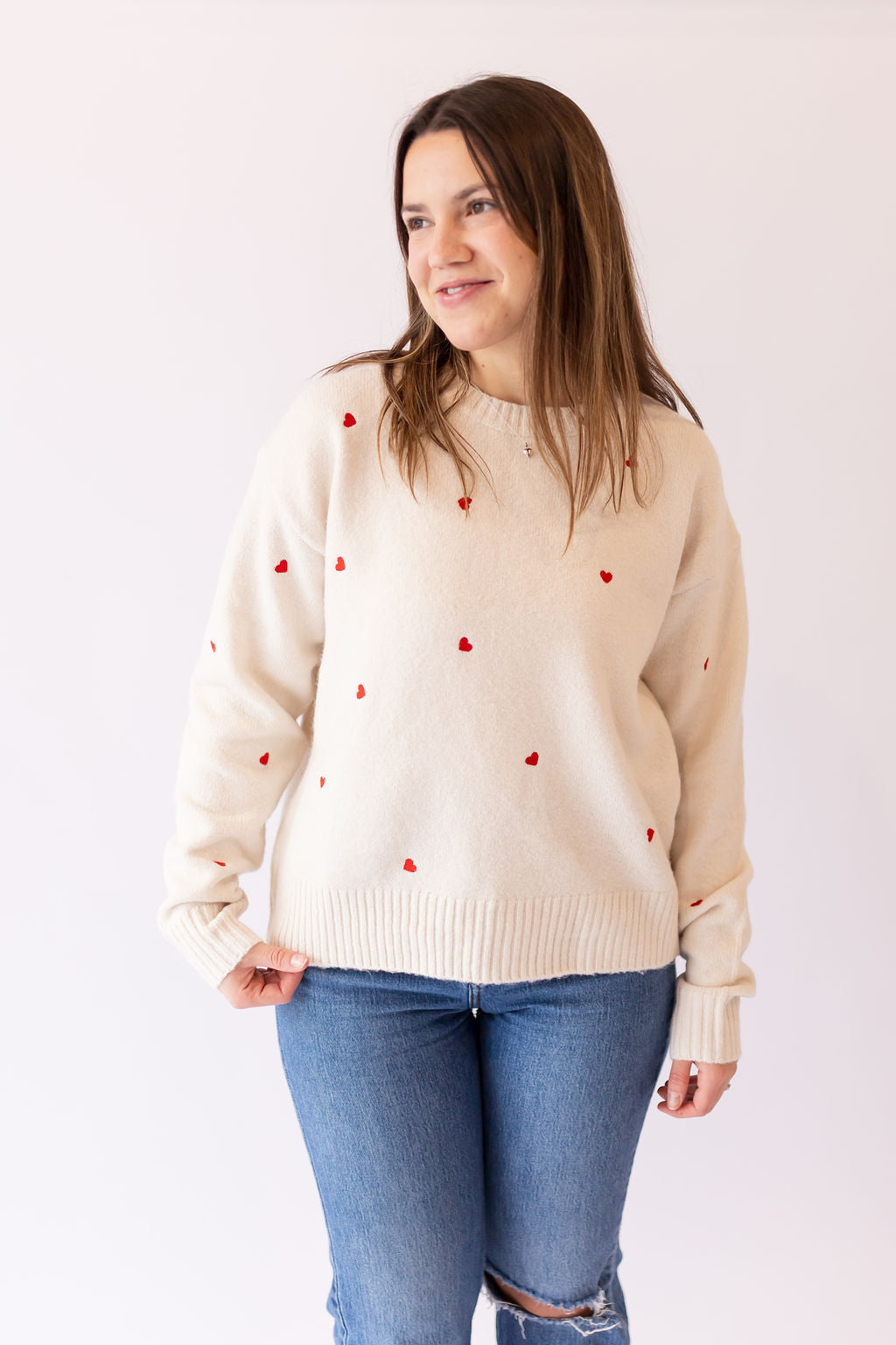 Embroidered Heart Sweater