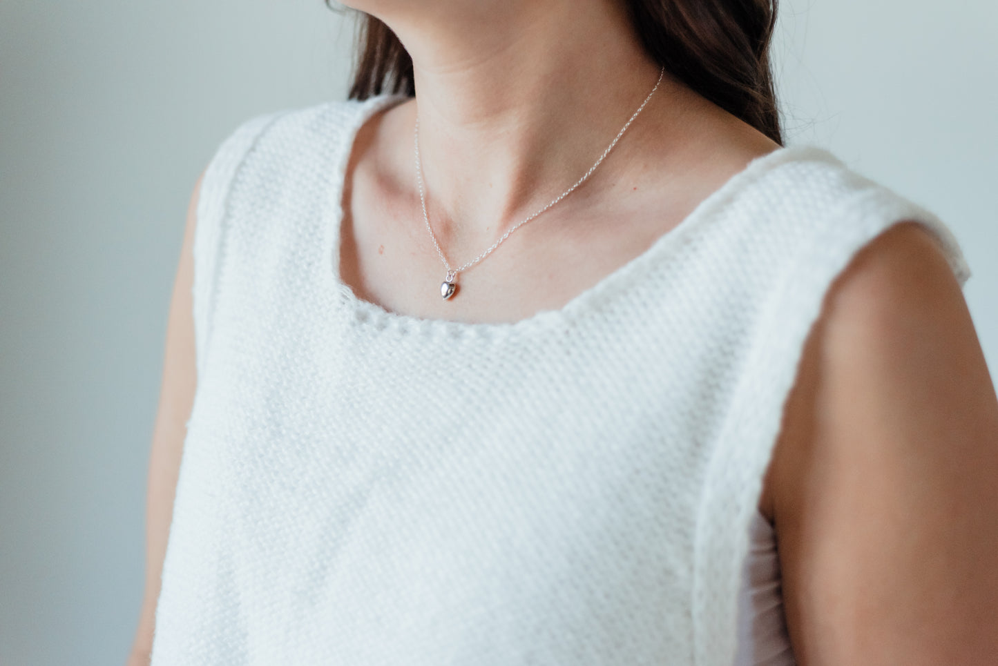 Sterling Silver Heart Necklace 16"