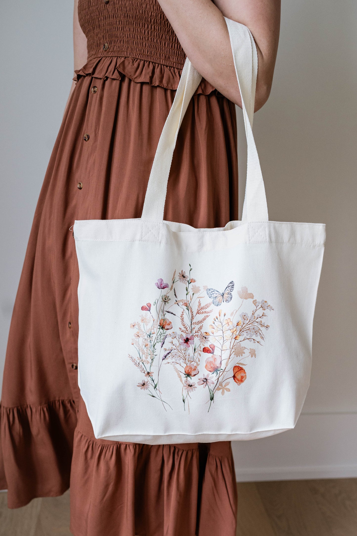 Wildflower Vintage Canvas Tote Bag