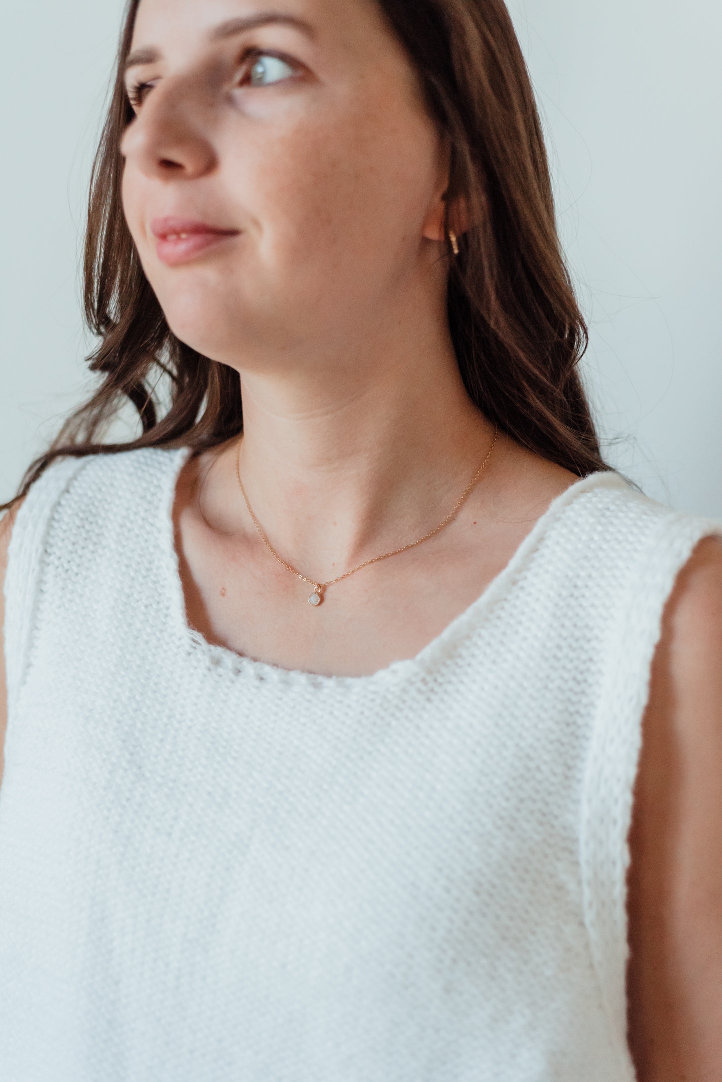 Moonstone Gem Necklace 16"