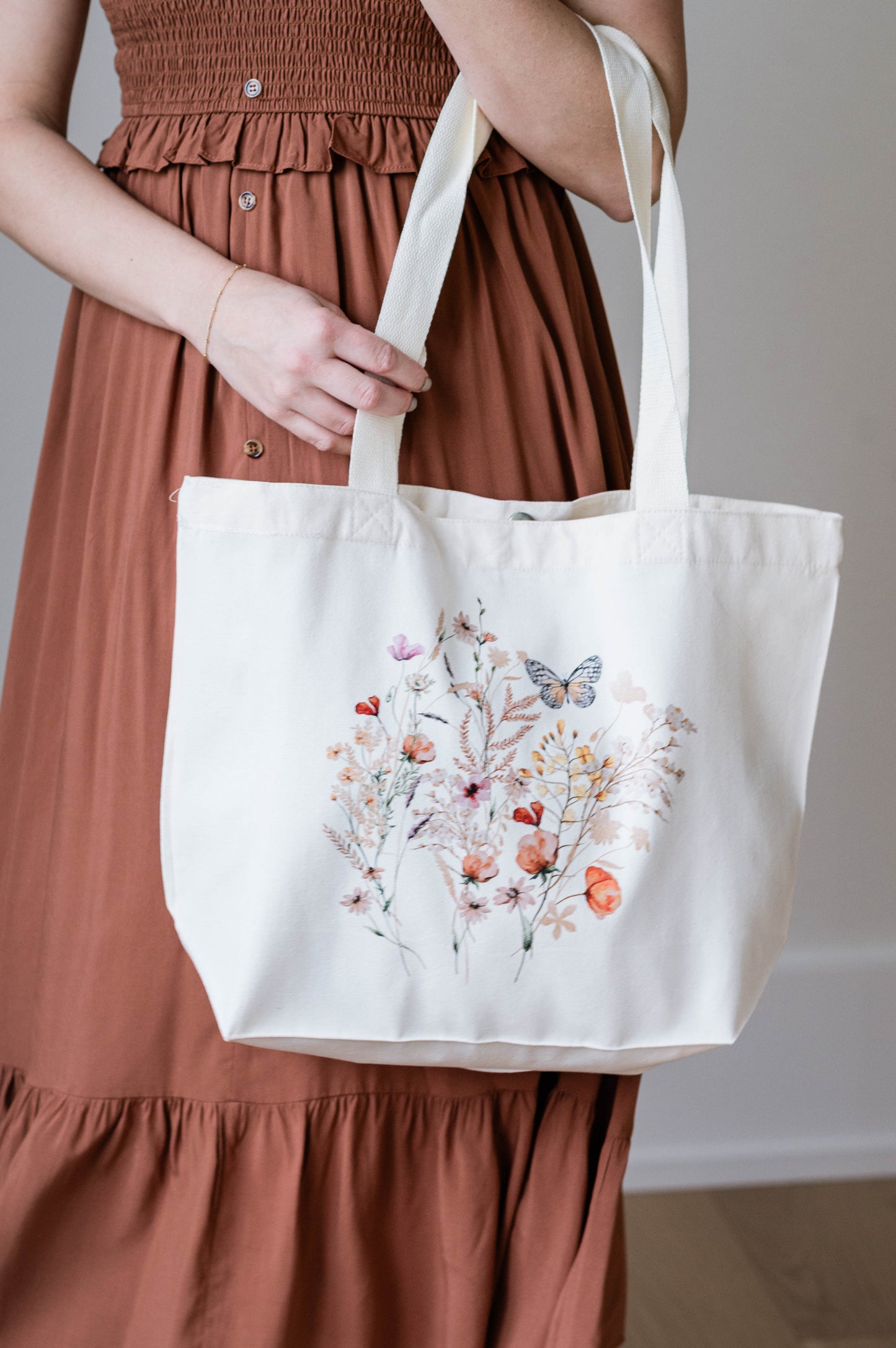 Wildflower Vintage Canvas Tote Bag