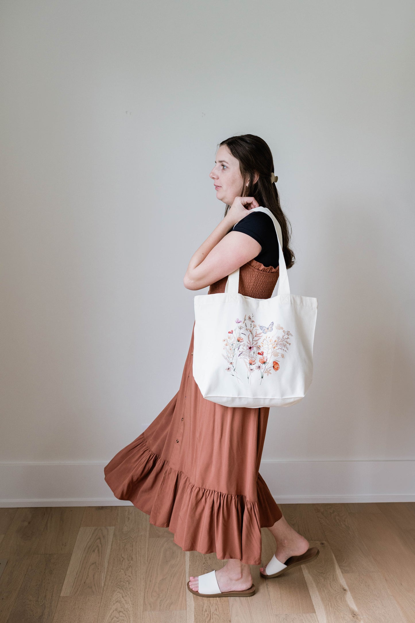 Wildflower Vintage Canvas Tote Bag
