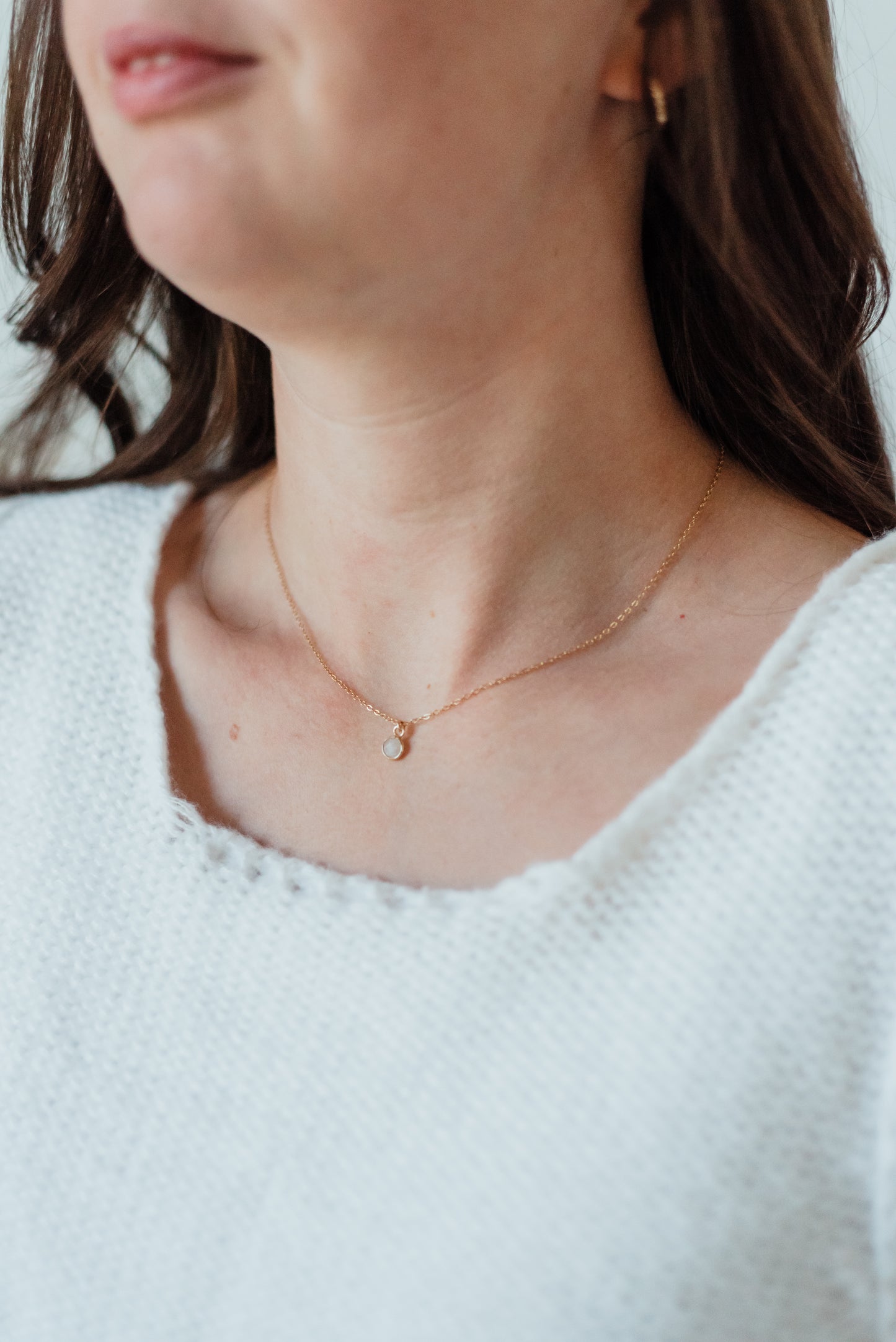 Moonstone Gem Necklace 16"