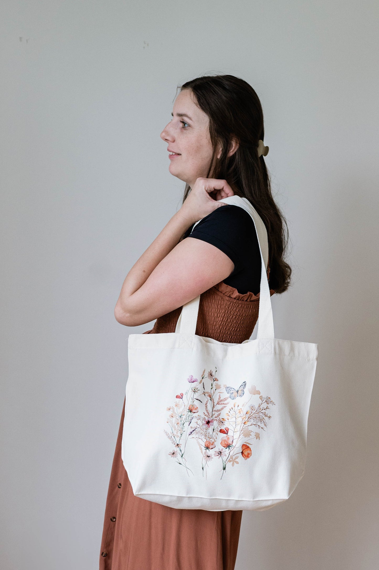 Wildflower Vintage Canvas Tote Bag
