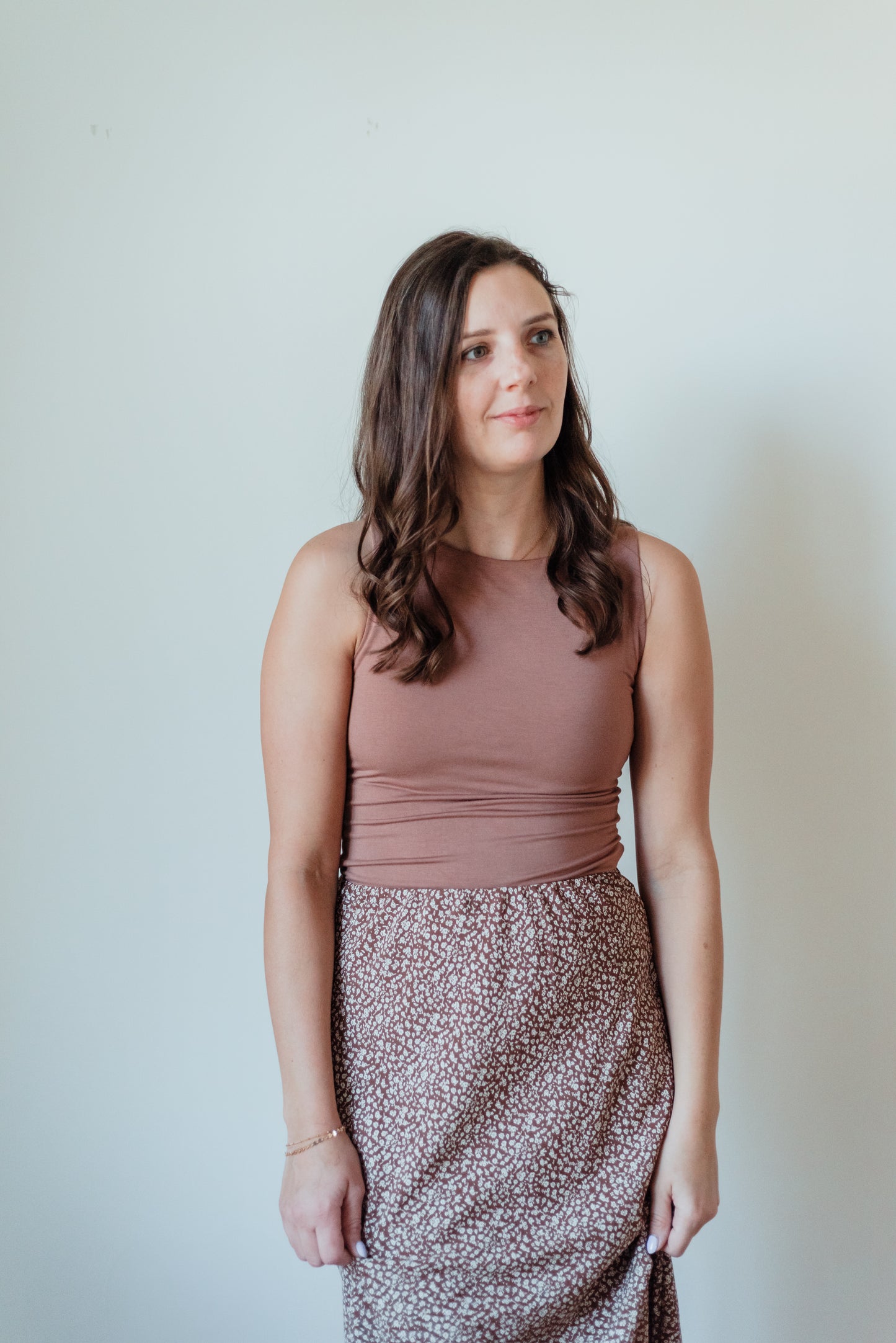 Boat Neck Tank -Mocha
