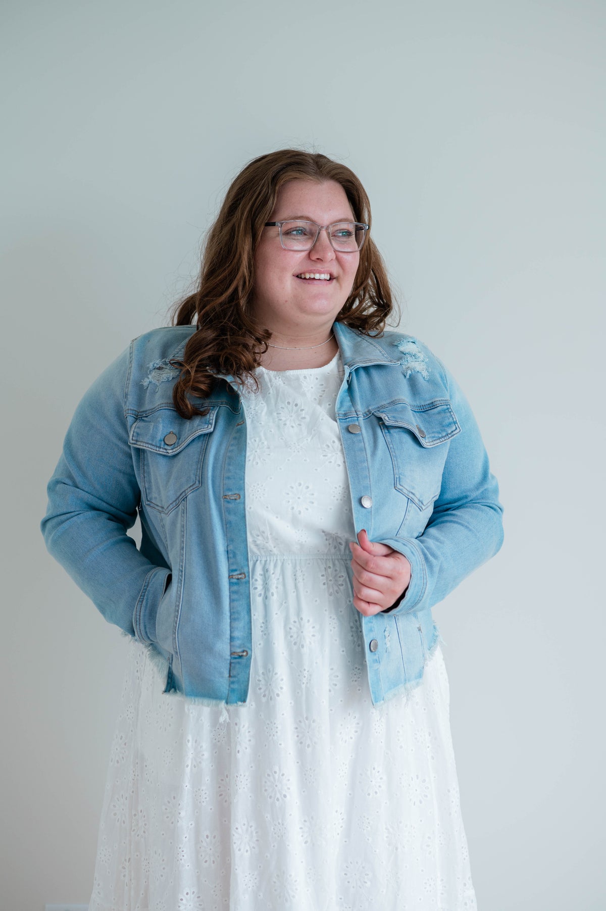 Distressed Vintage Denim Jacket -Plus