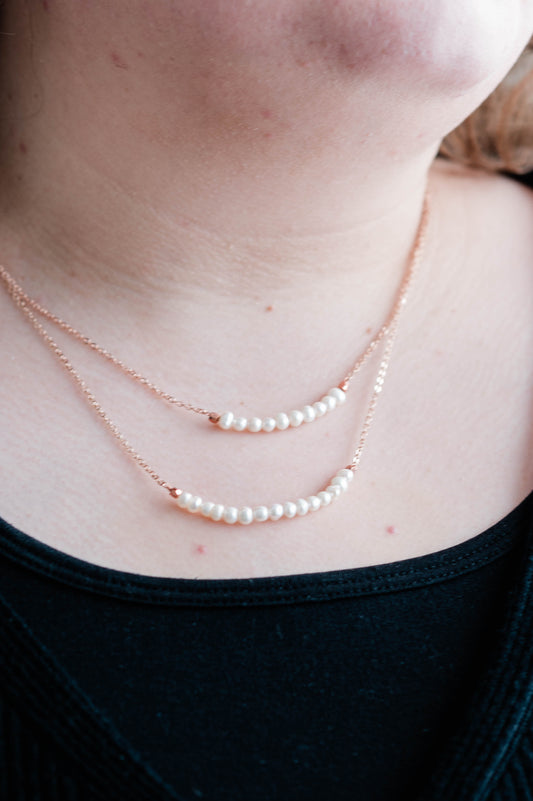 Mirage Necklace Set - Rose Gold/White Pearl