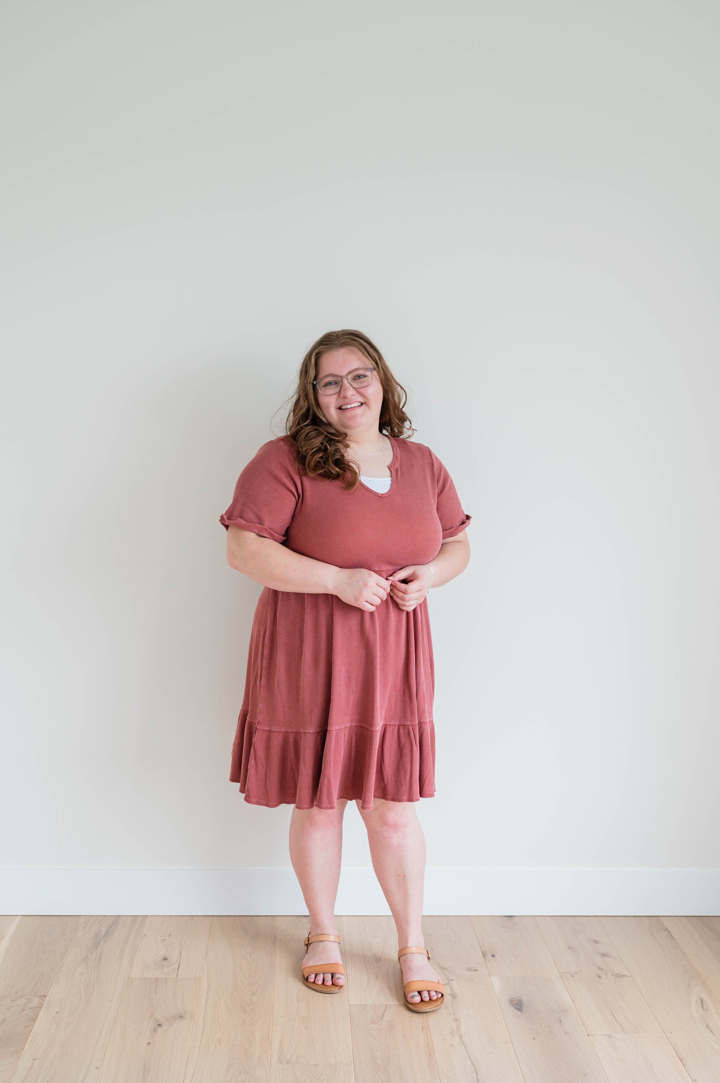 Jenna Waffle Dress - Marsala