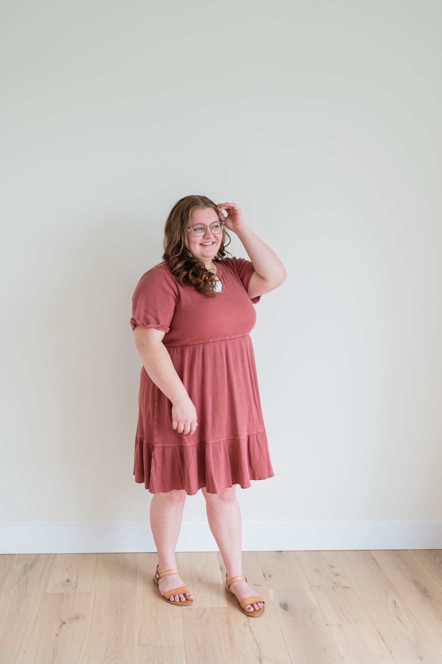 Jenna Waffle Dress - Marsala