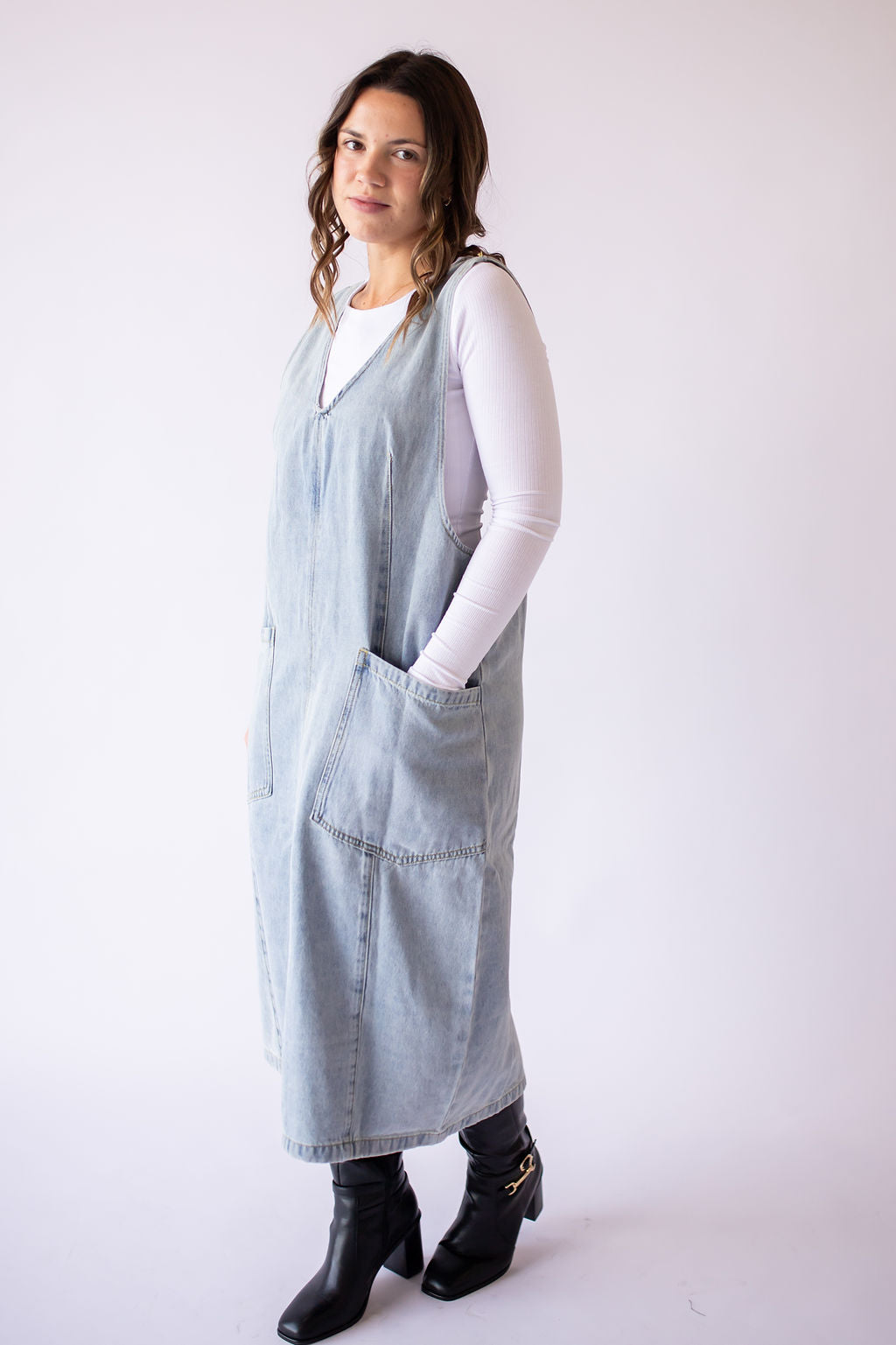 Arielle Denim Overall Dress