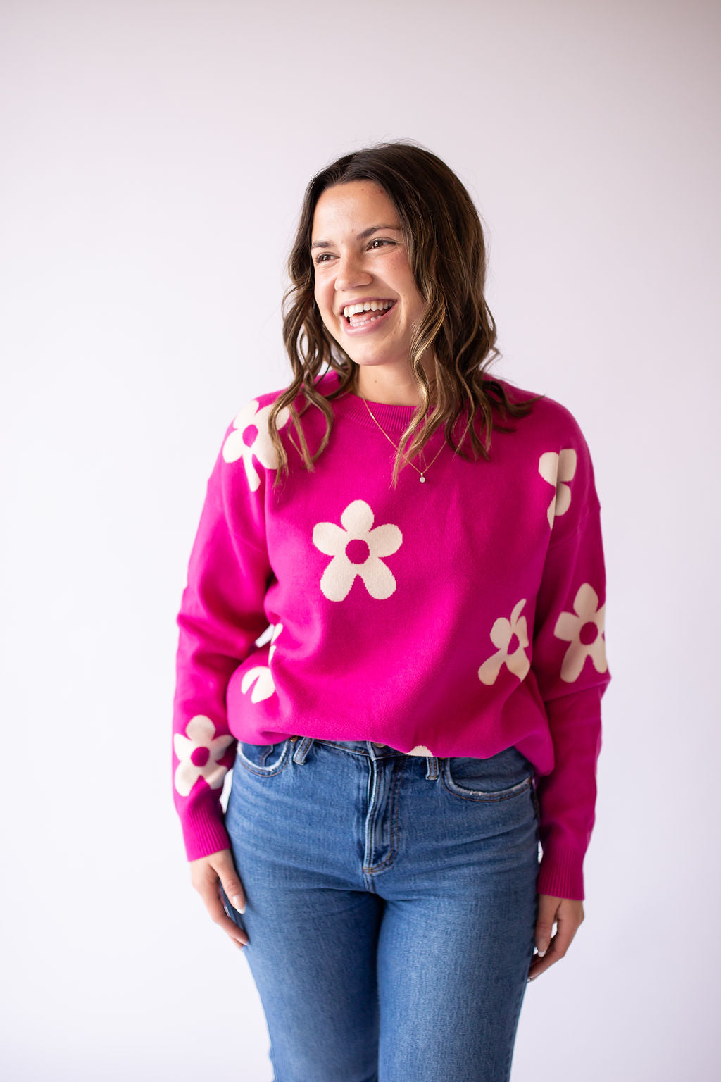 Pink Floral Sweater
