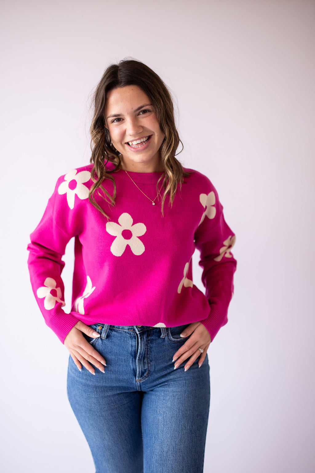 Pink Floral Sweater