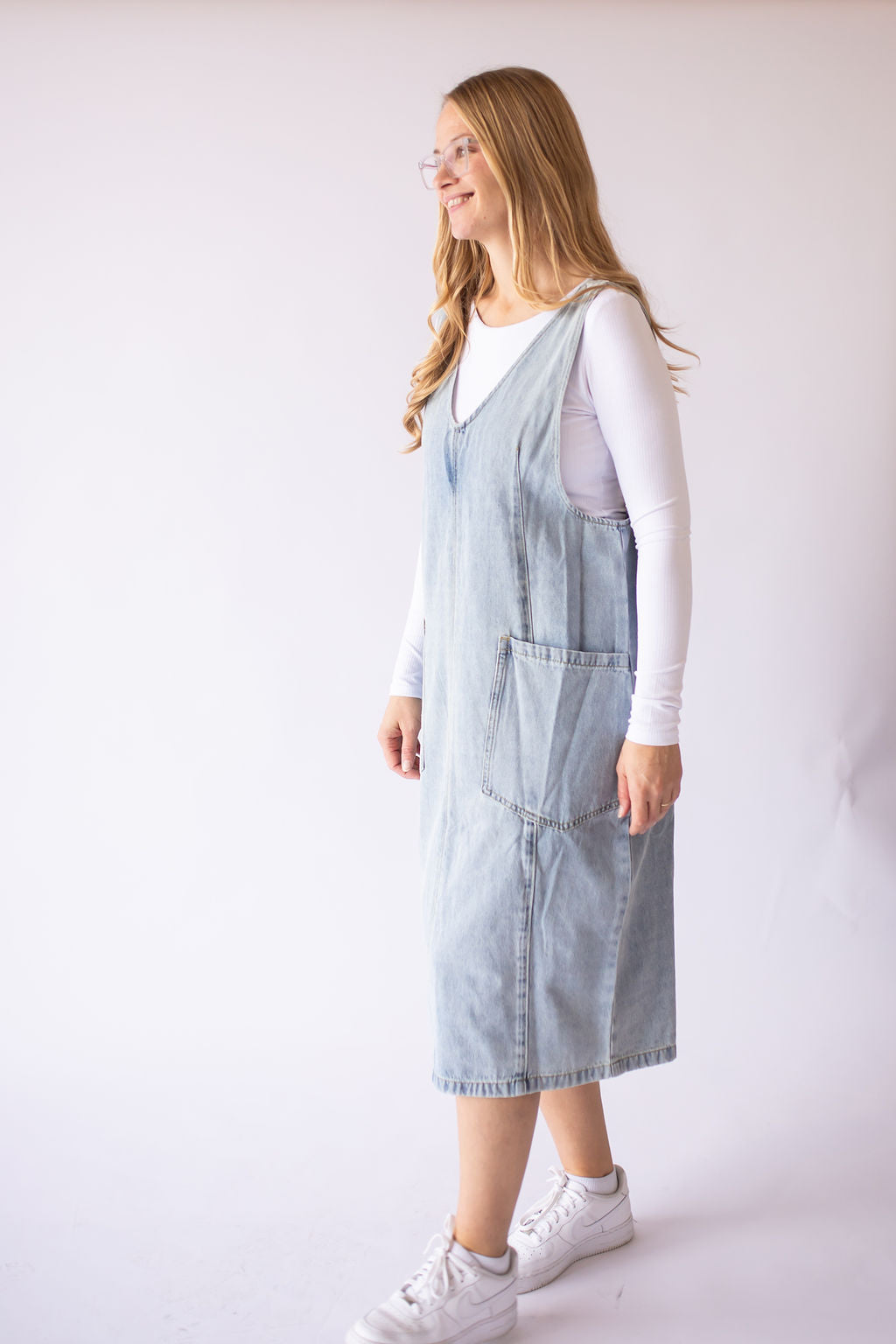 Arielle Denim Overall Dress