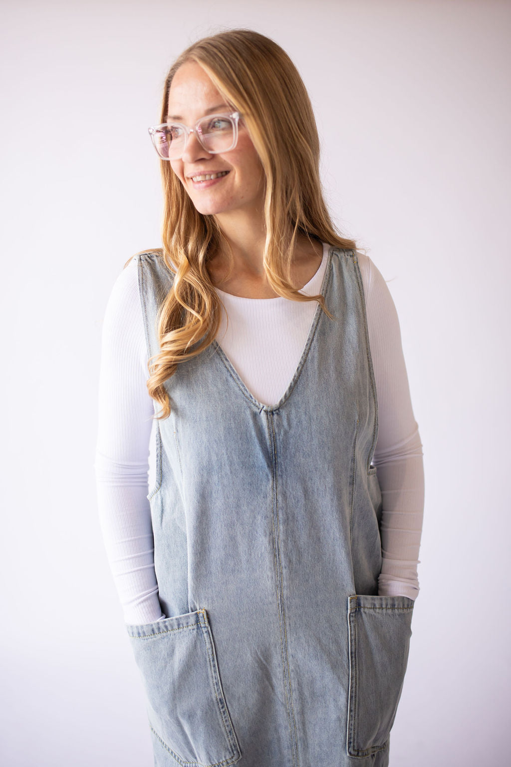 Arielle Denim Overall Dress