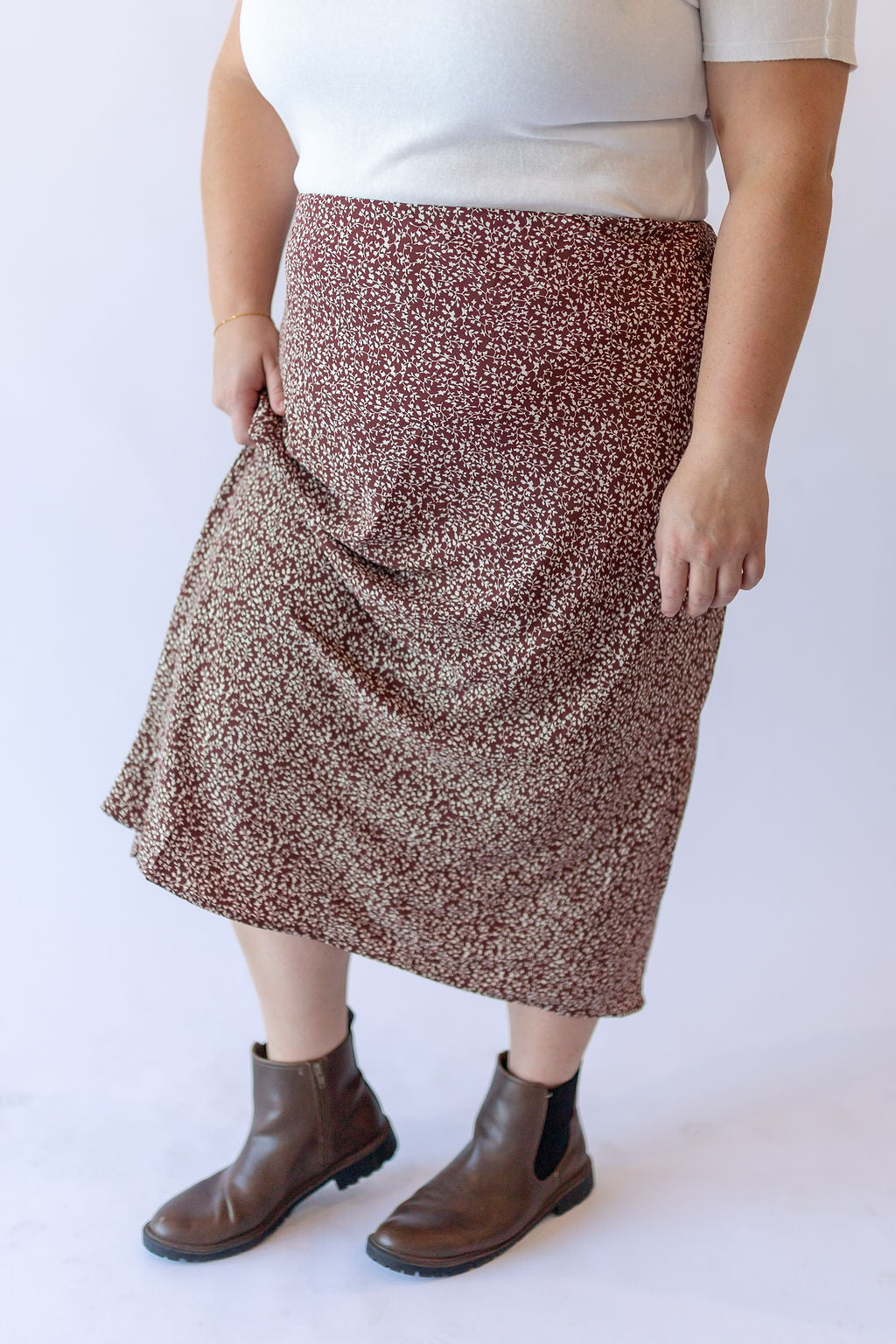 Hailey Midi Skirt Brown -Plus