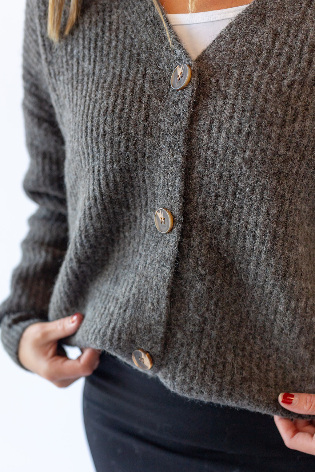 Button Down V-Neck Cardigan