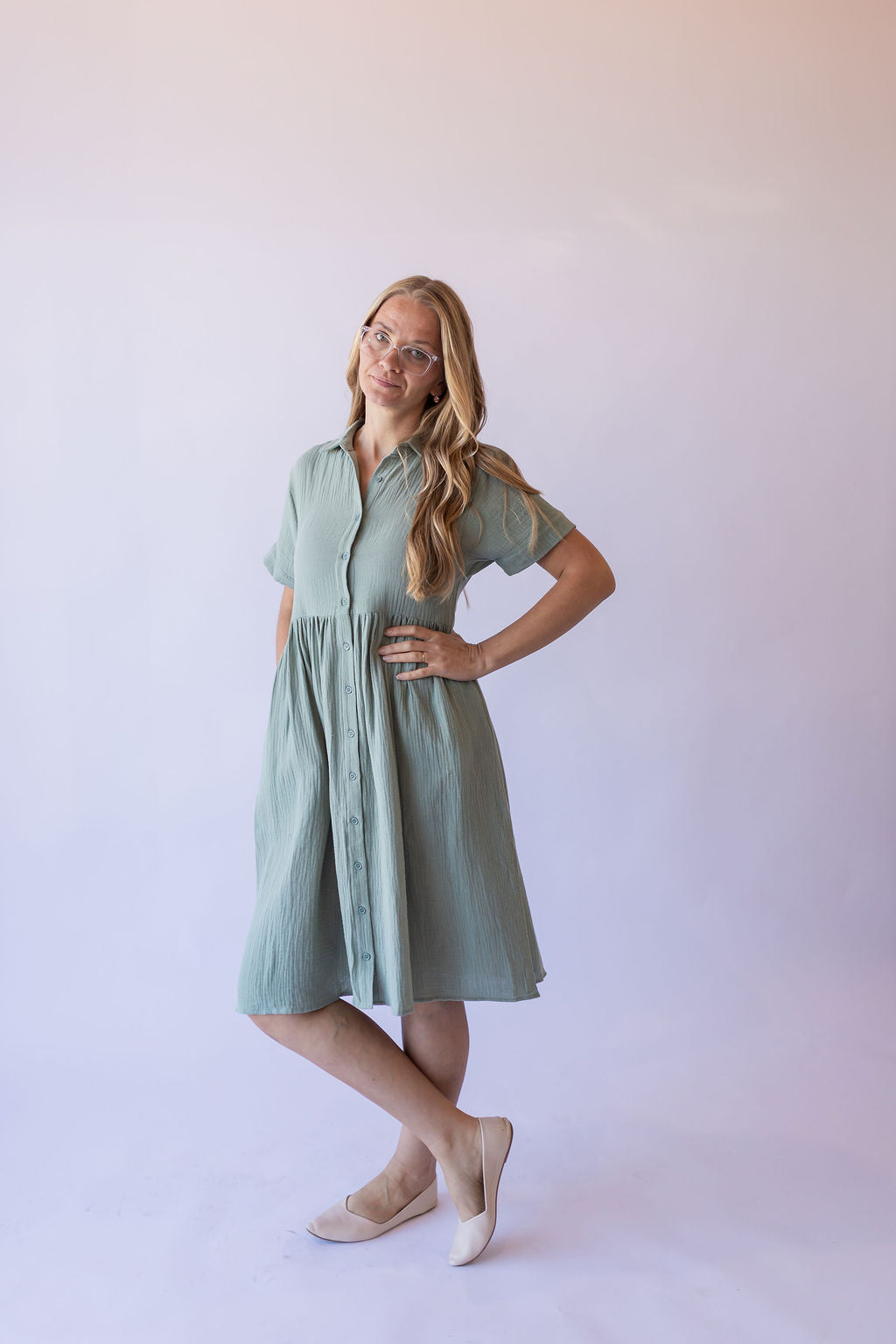 Lisa Cotton Gauze Dress -Green