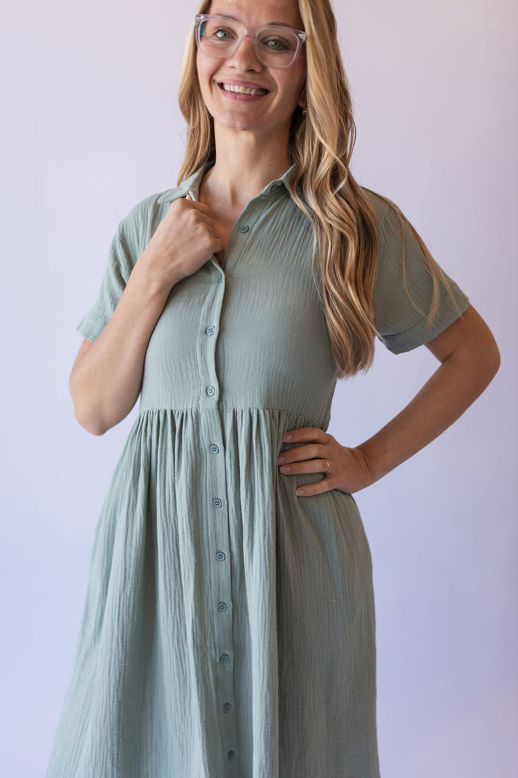 Lisa Cotton Gauze Dress -Green