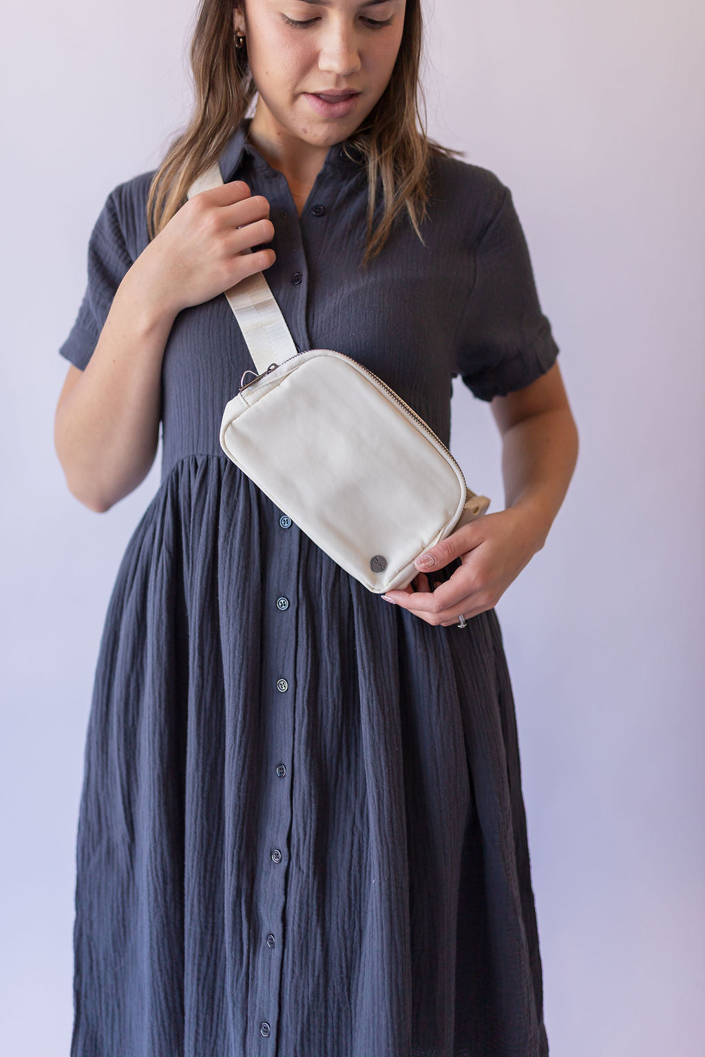 Madison Crossbody Belt Bag -Cream