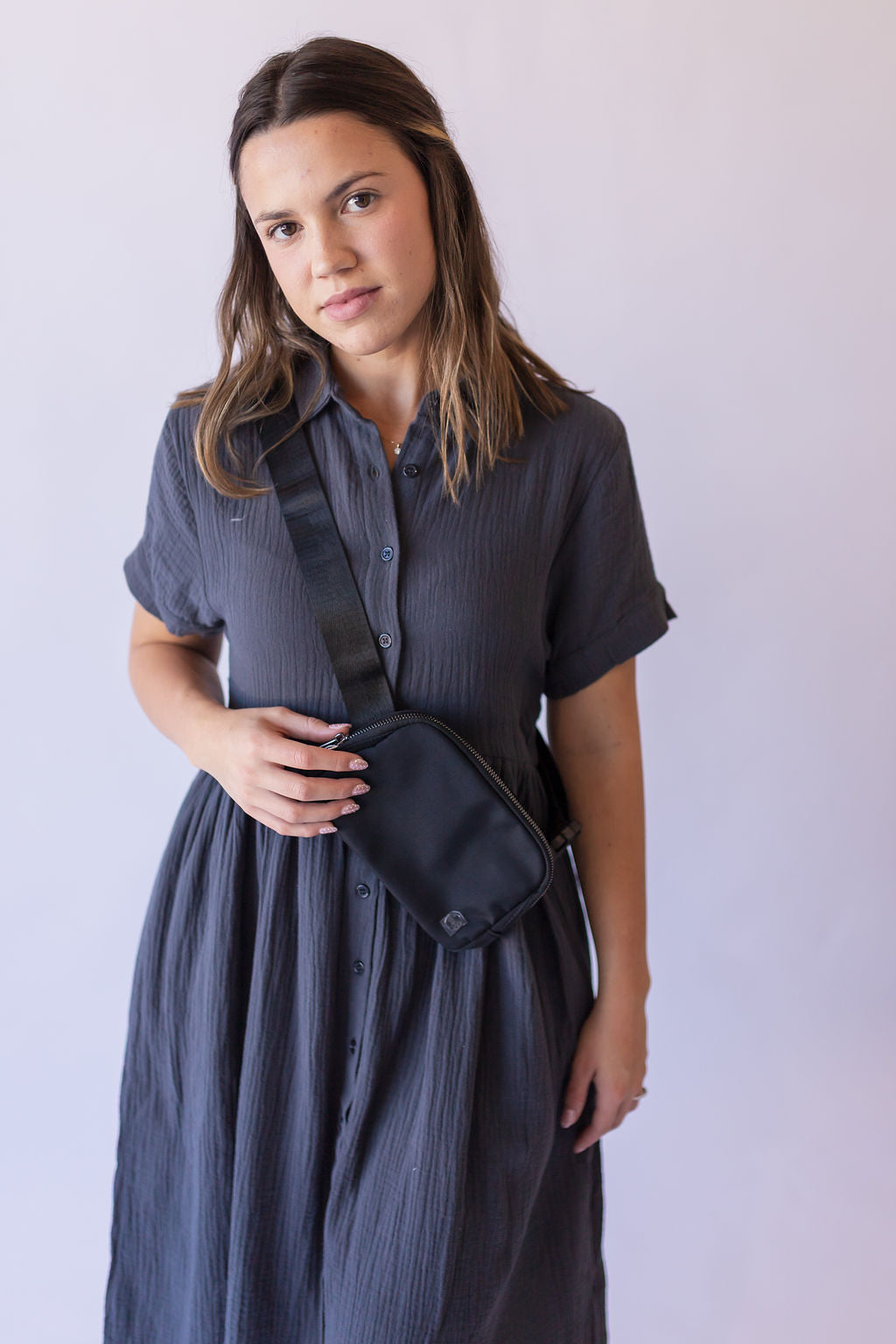 Madison Crossbody Belt Bag -Black