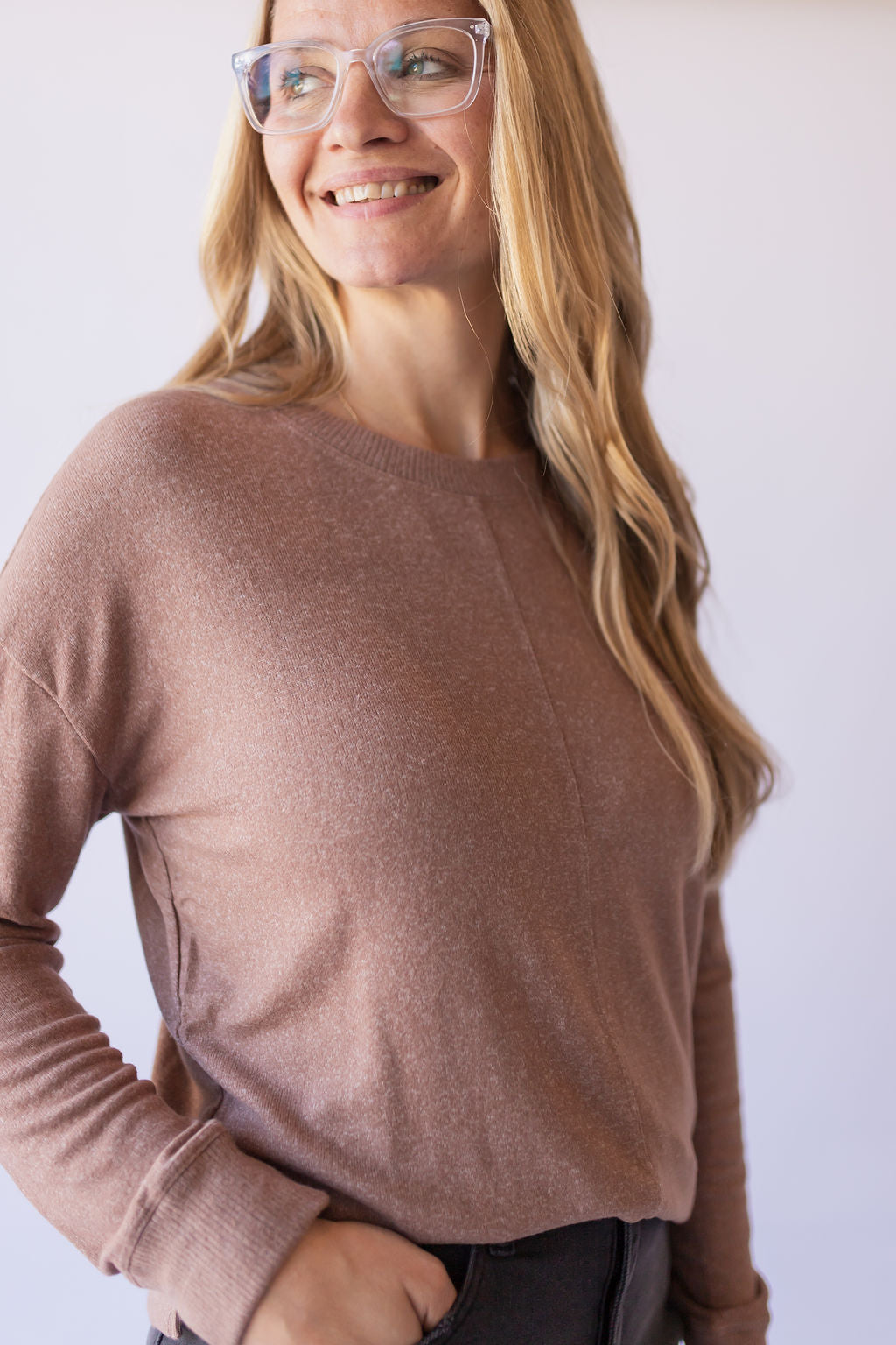 Pullover Knit Top- Chestnut Brown