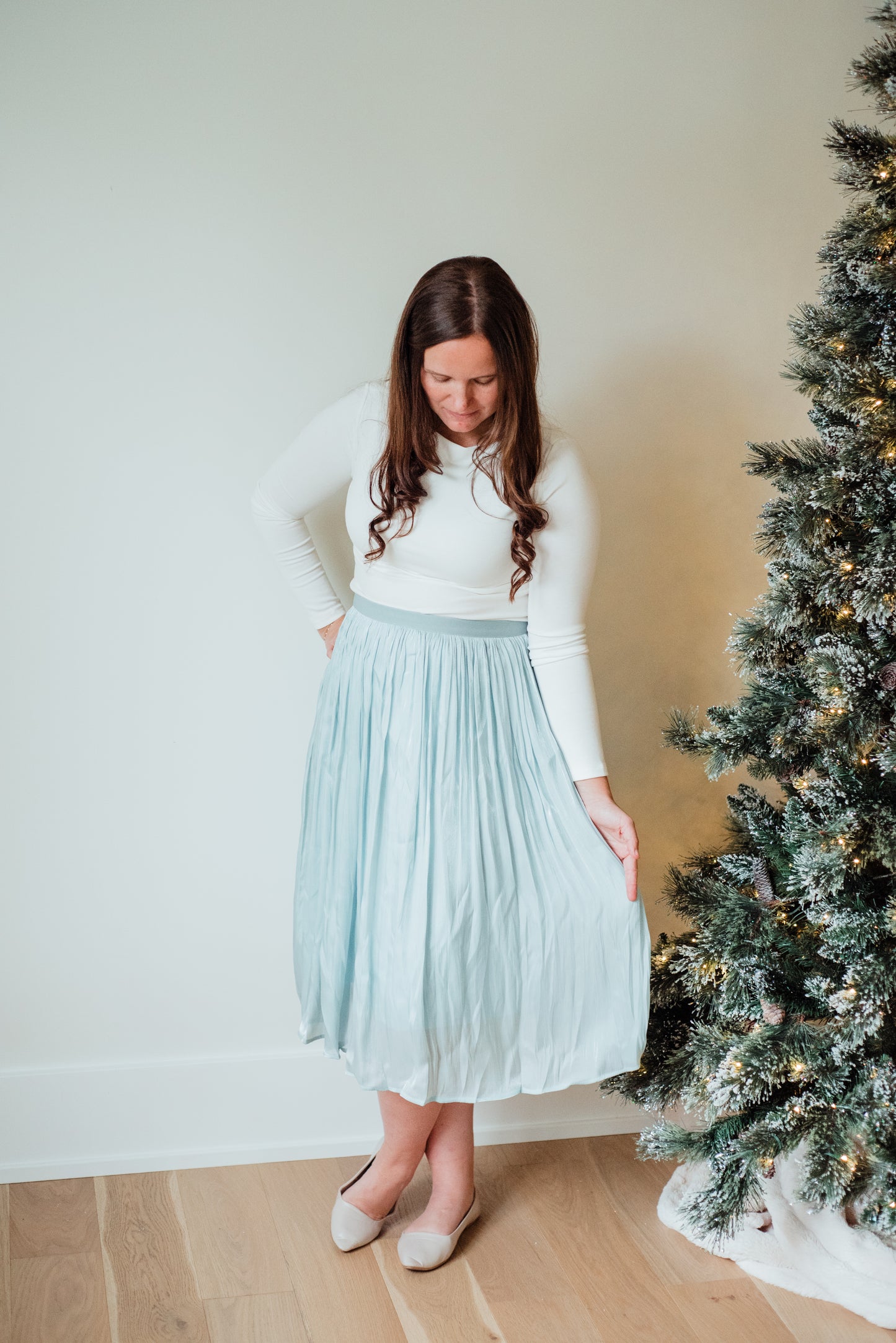 Midi Length Skirt -Light Blue