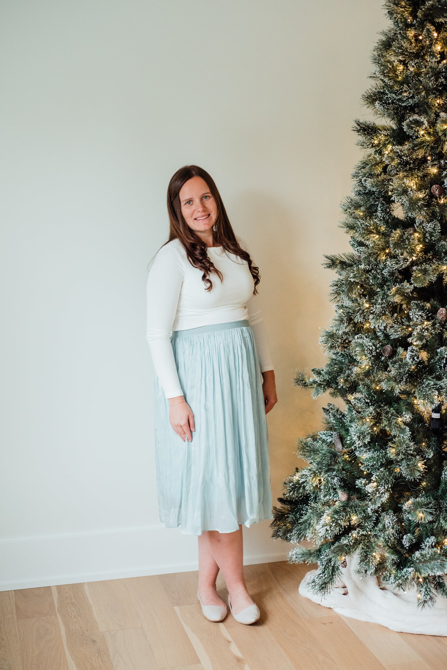 Midi Length Skirt -Light Blue