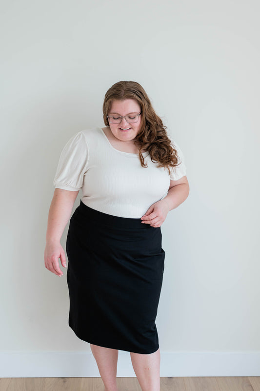 Anna Black Pencil Skirt -Plus
