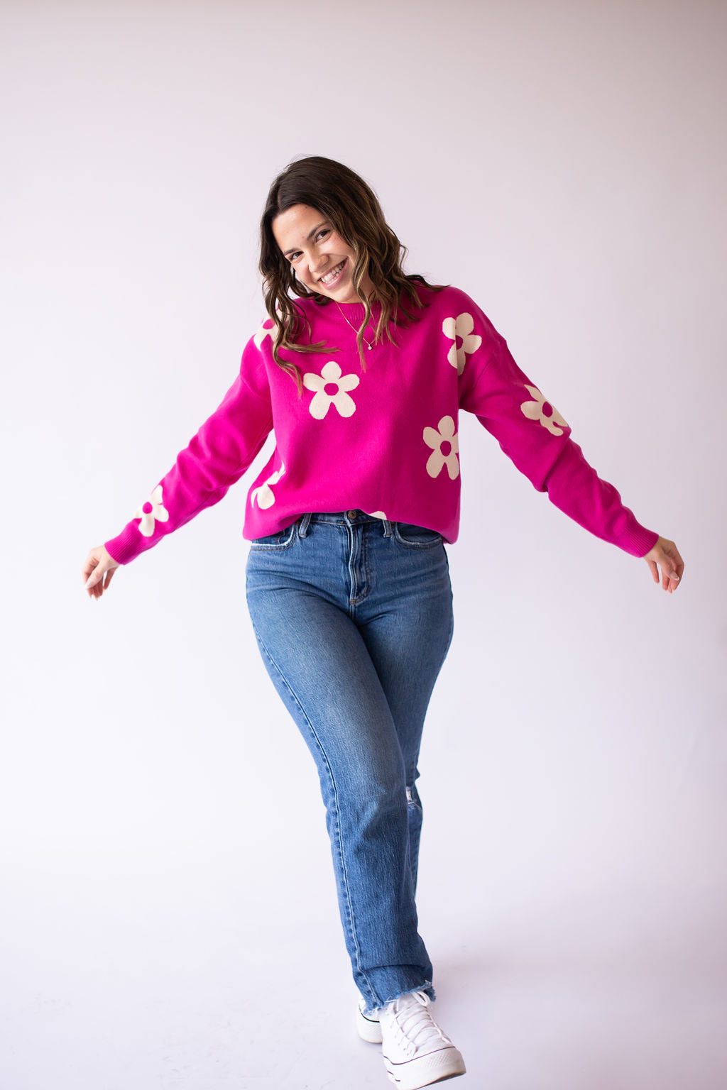 Pink Floral Sweater