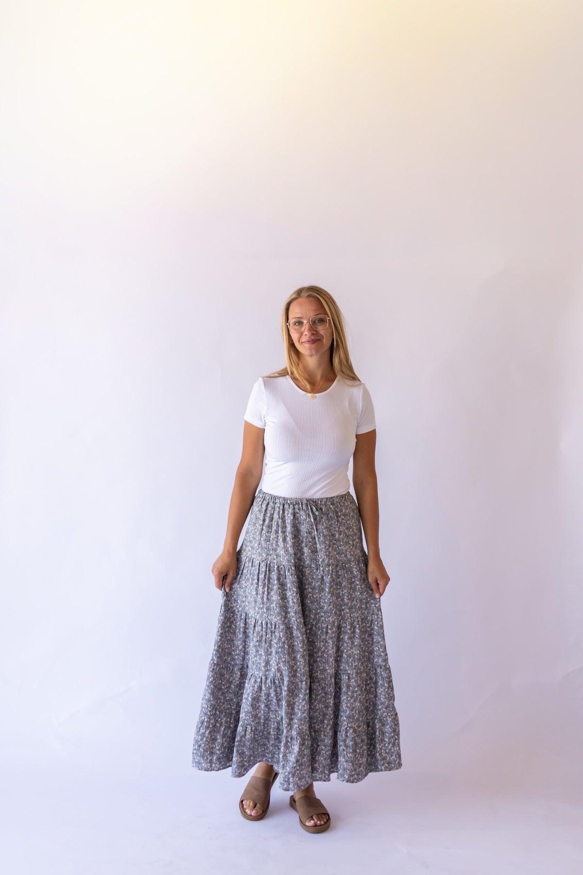 Mabel Boho Tiered Skirt-Blue