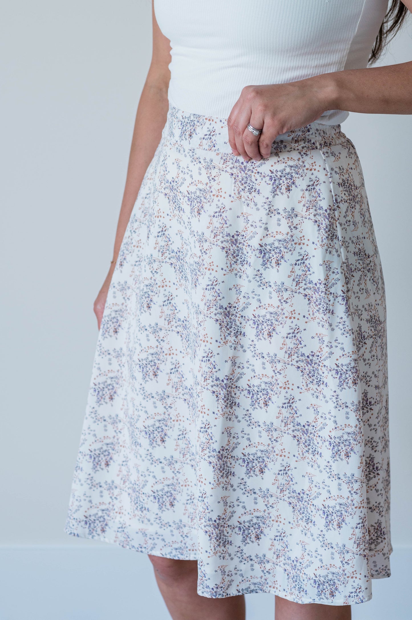 Midi Slip Skirt -Misty Bloom