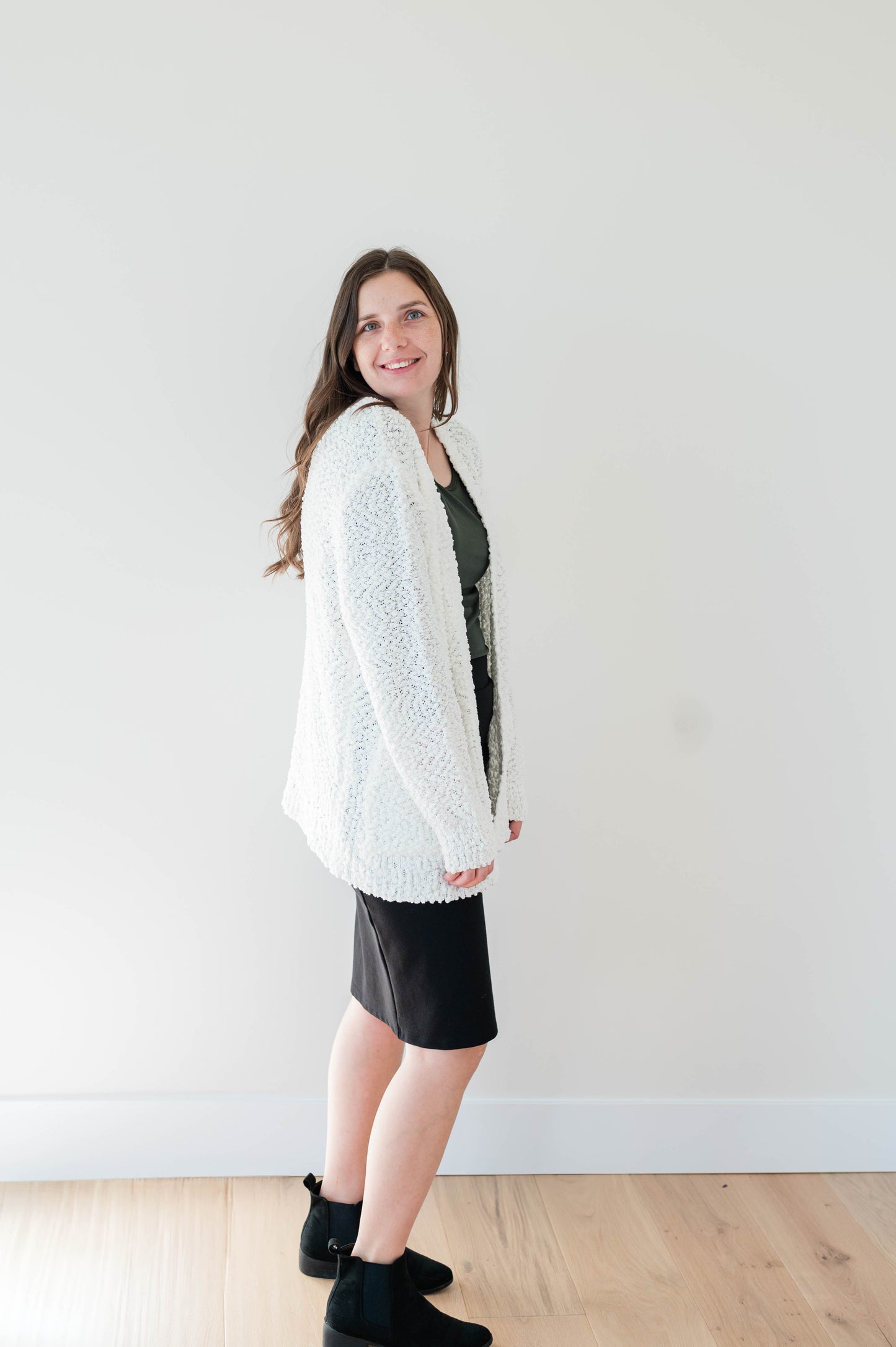 Long Sleeve Cardigan -Ivory