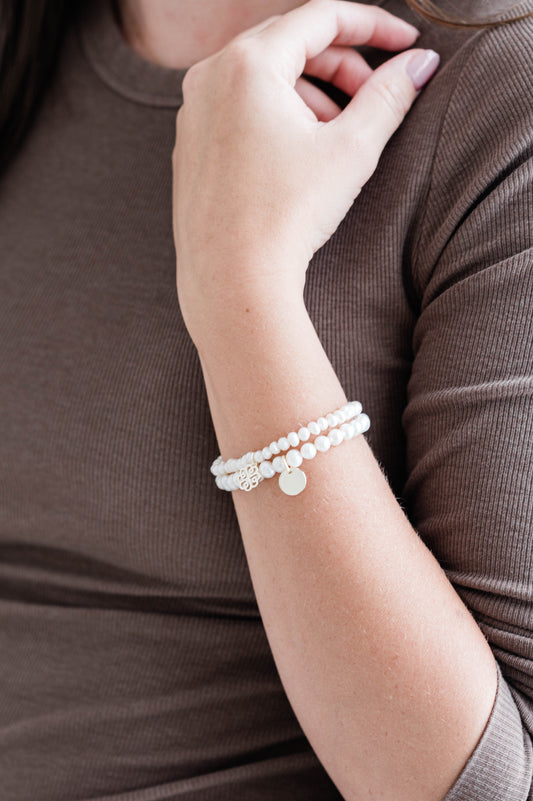Pearly Stack Bracelet - Gold/White Pearl