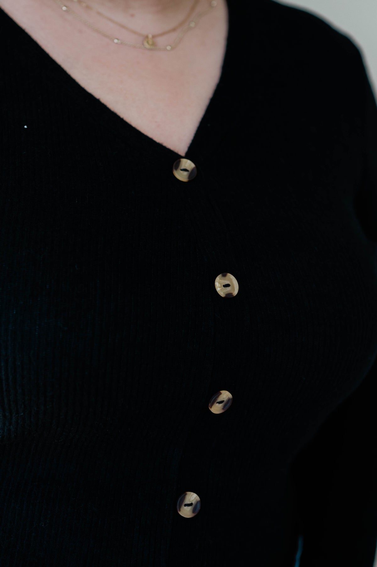 Ribbed Button Long Sleeve -Plus