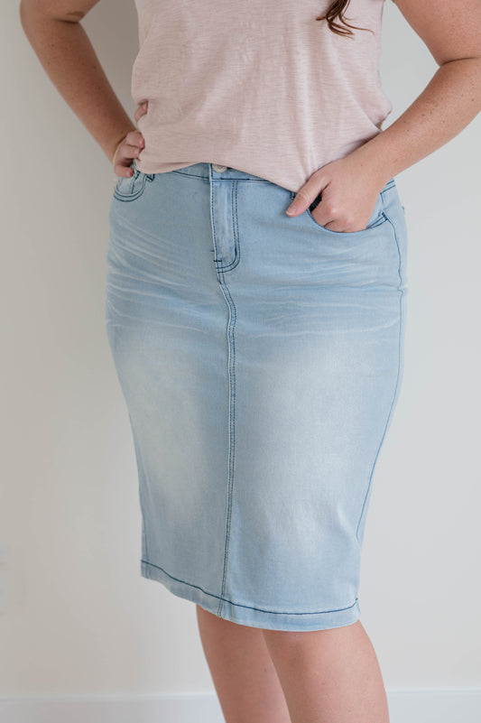 Light Indigo Wash Denim Skirt