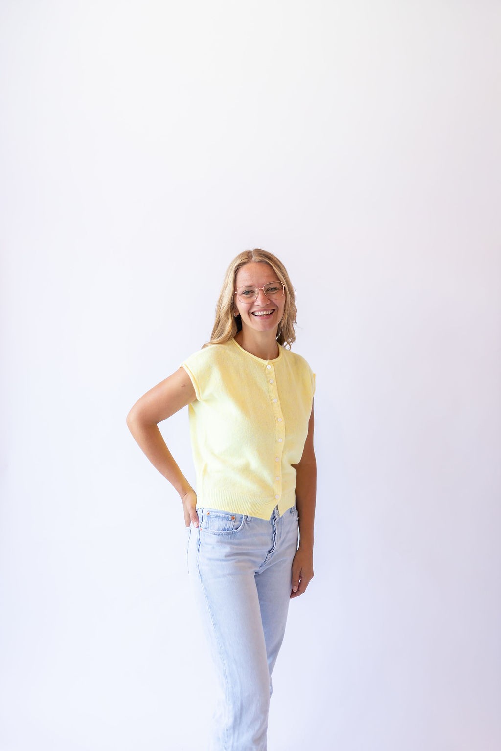 Sunny Sleeveless Sweater Top -Yellow