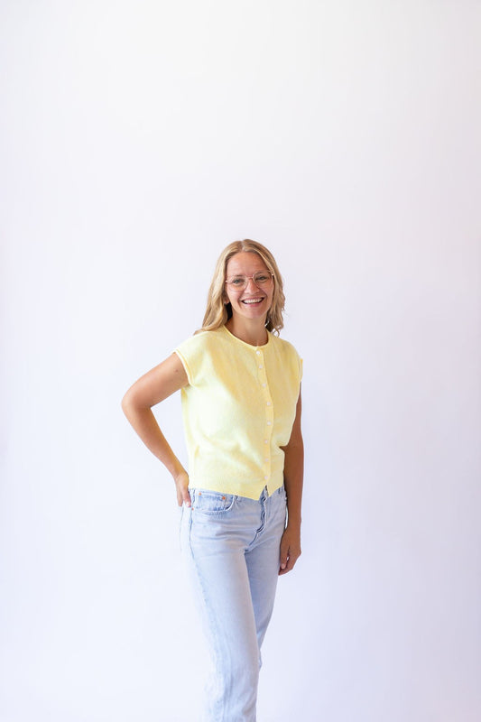 Sunny Sleeveless Sweater Top -Yellow