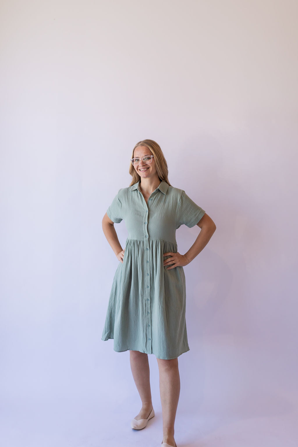 Lisa Cotton Gauze Dress -Green