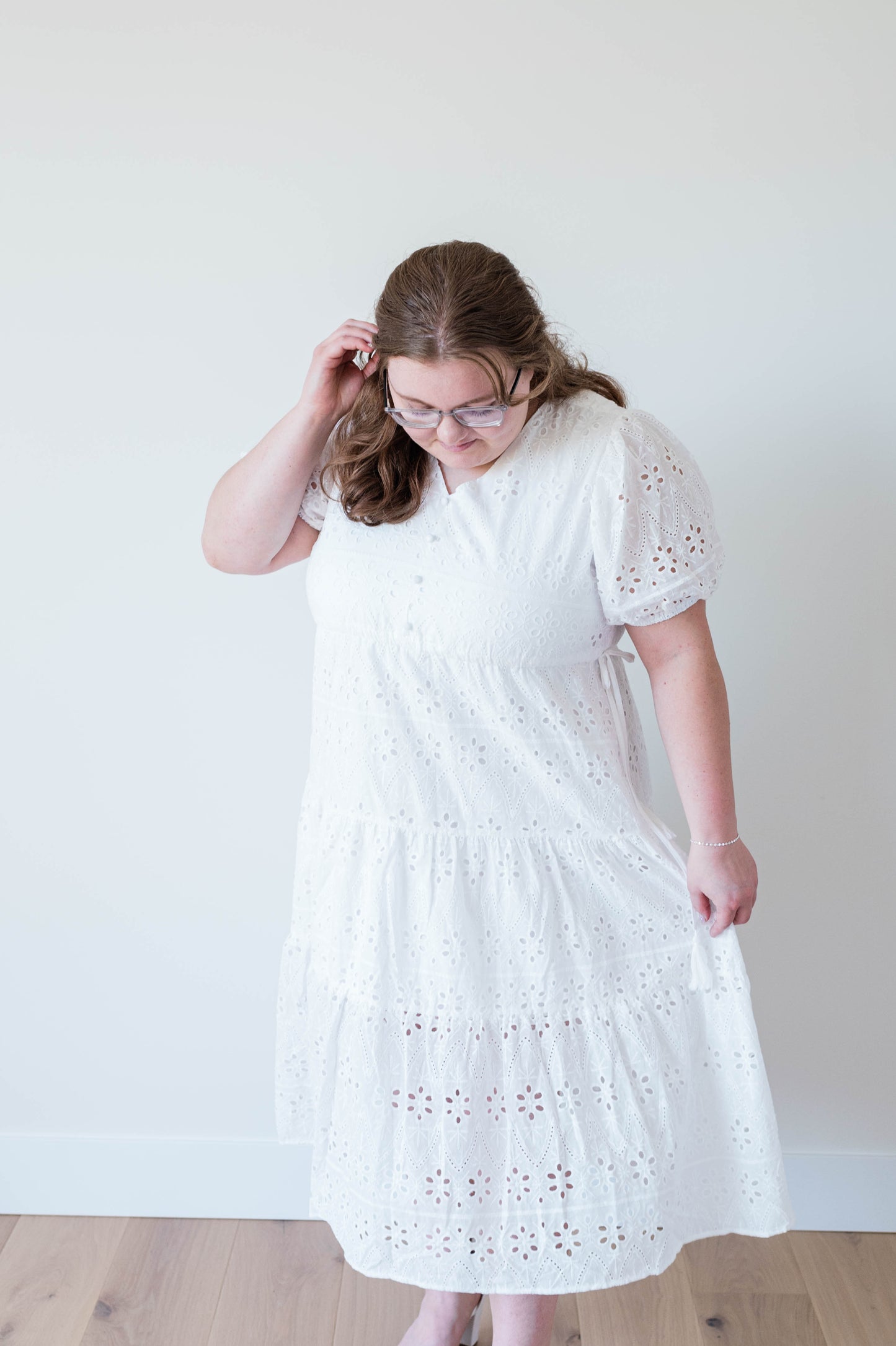 The Randa in White Eyelet -Plus