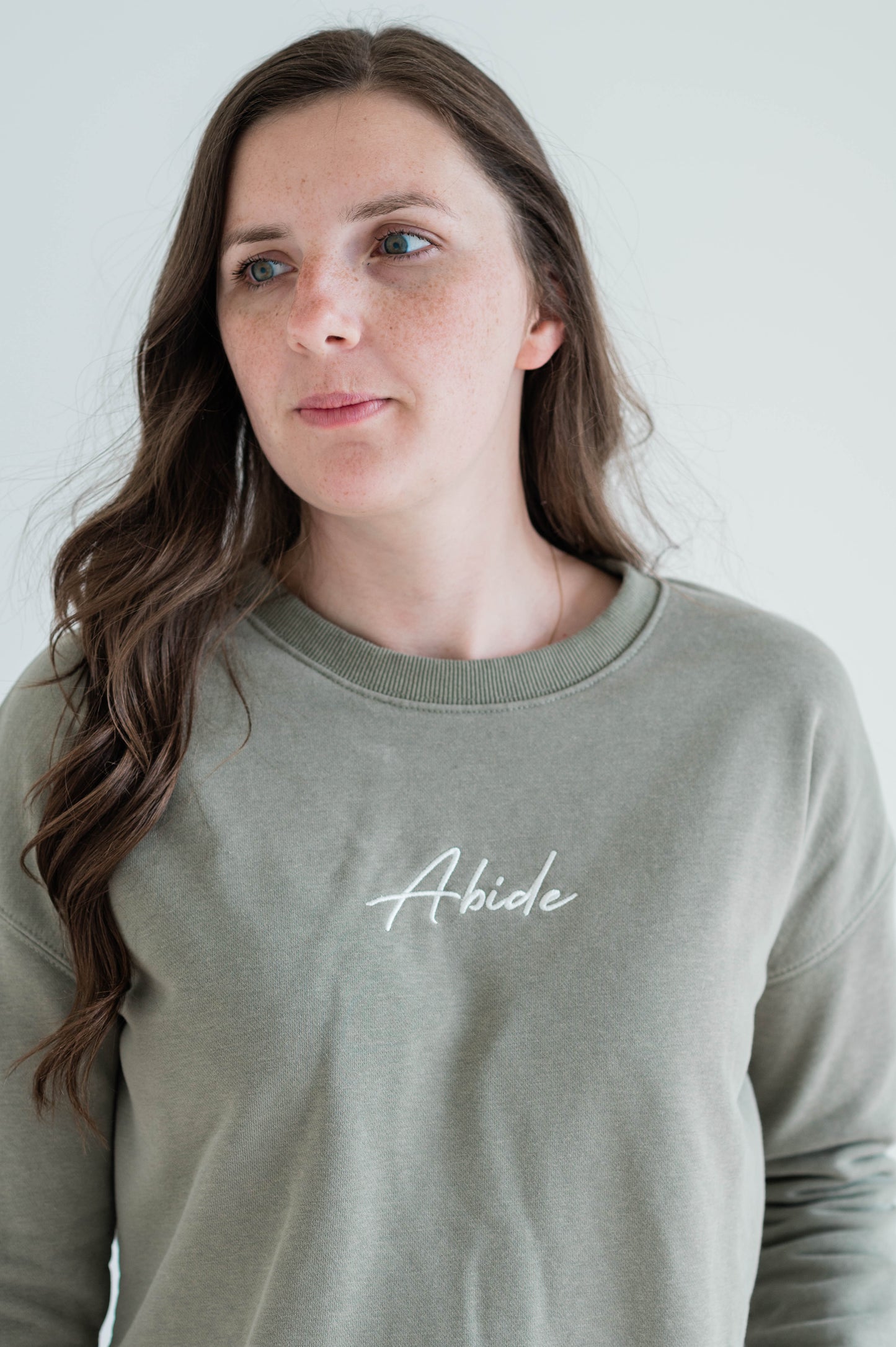 Abide Embroidered Pullover - Washed Olive