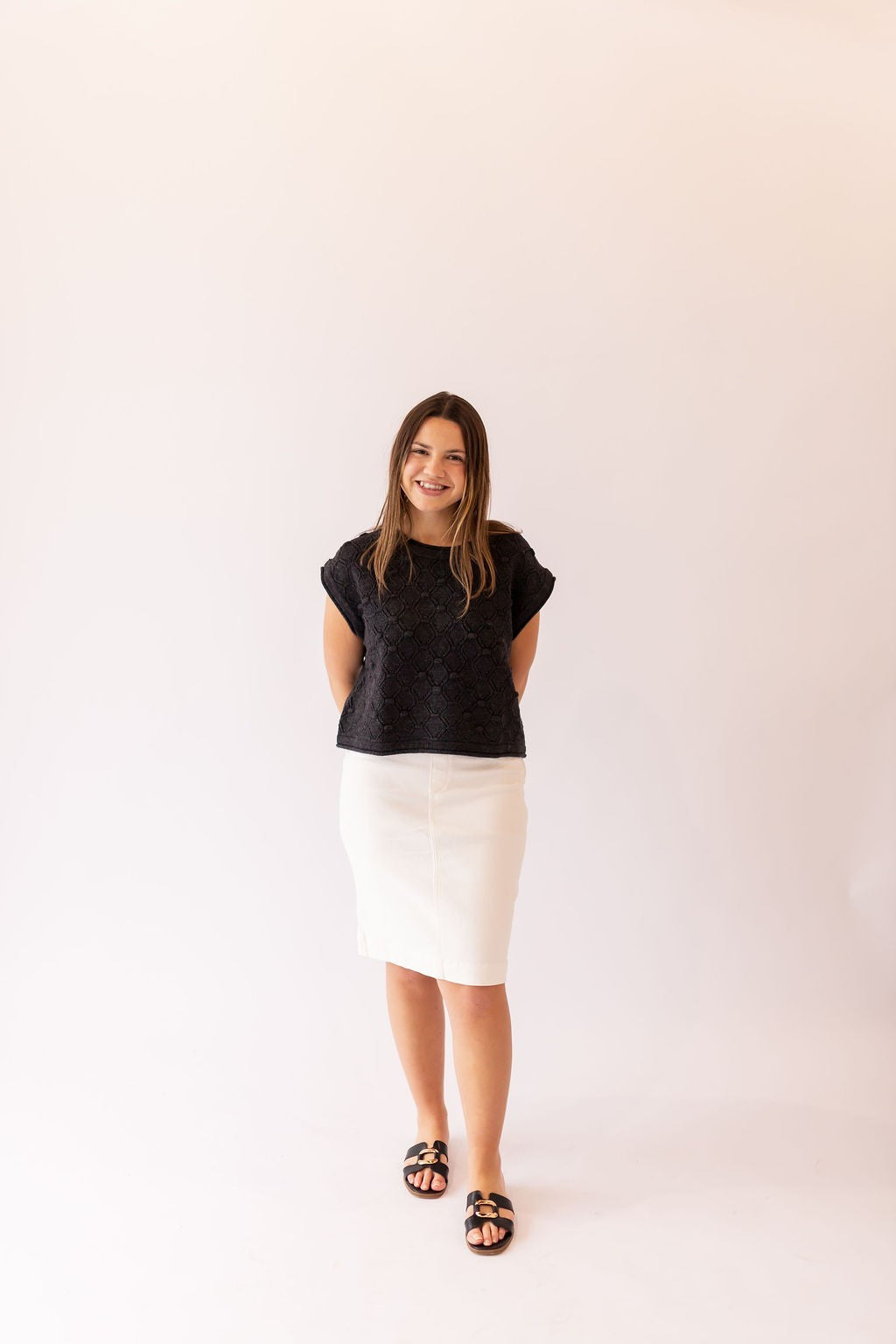 Hayden Popcorn Sweater Top -Charcoal