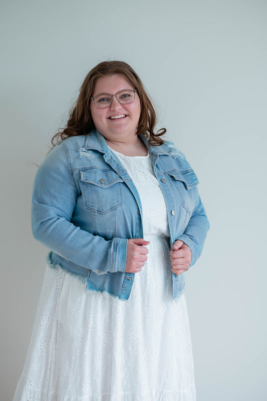Distressed Vintage Denim Jacket -Plus
