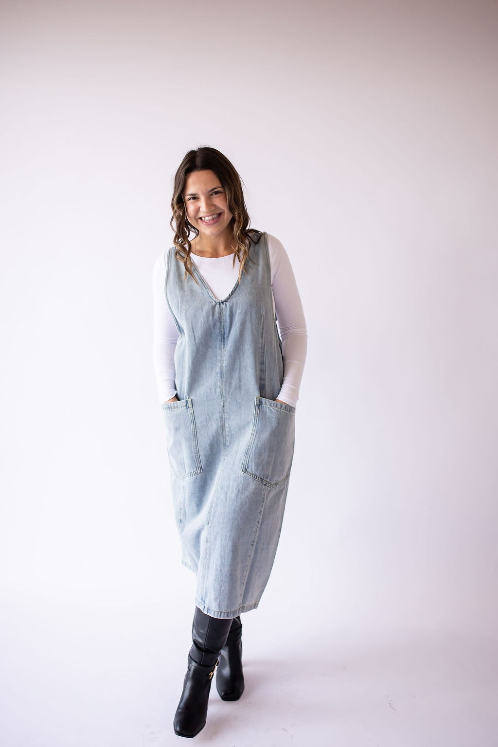 Arielle Denim Overall Dress