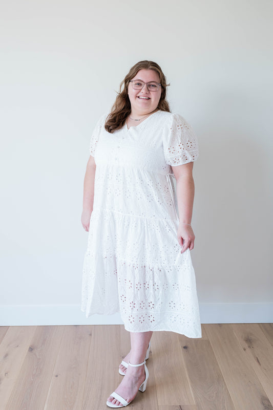 The Randa in White Eyelet -Plus