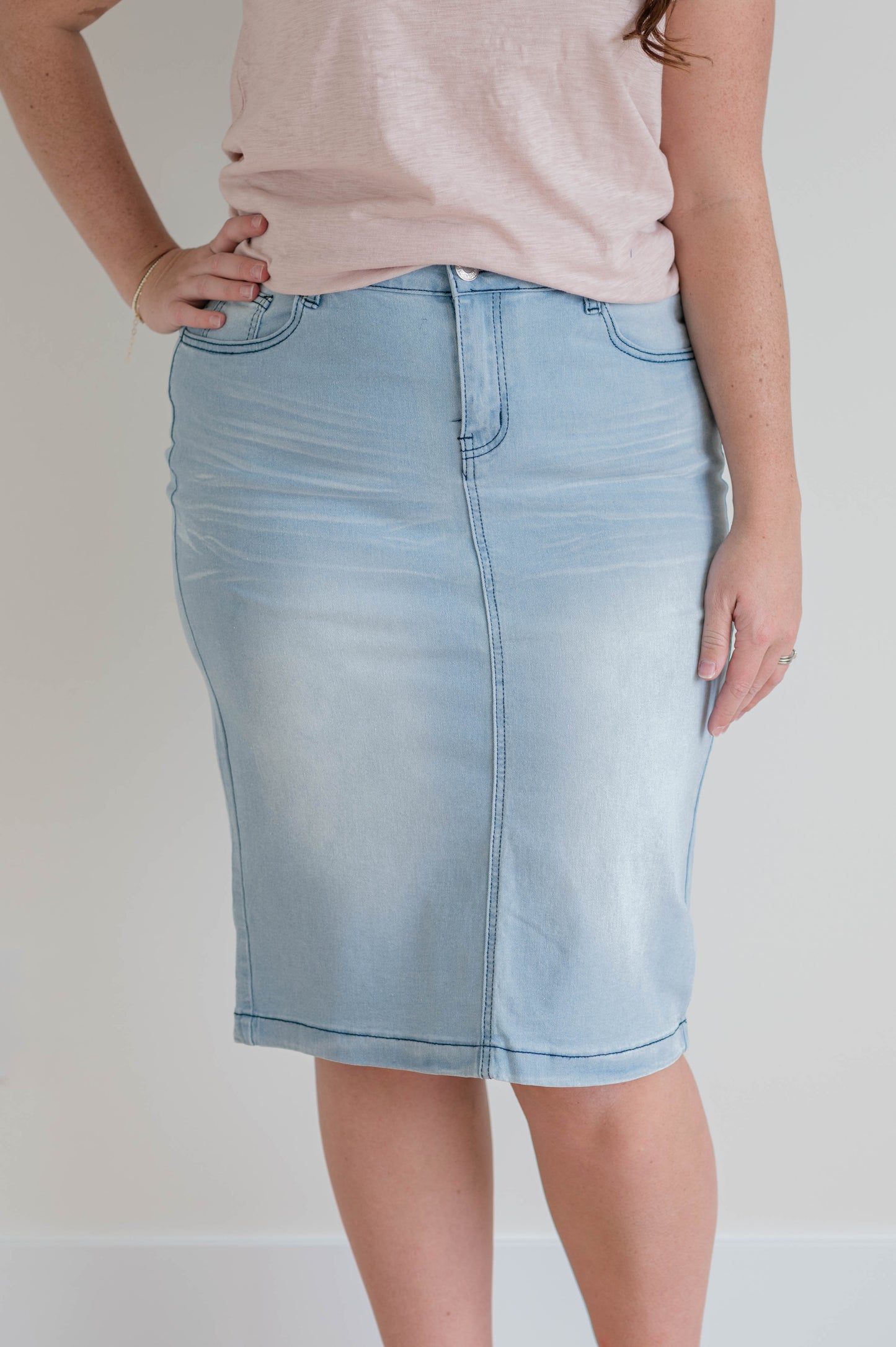 Light Indigo Wash Denim Skirt