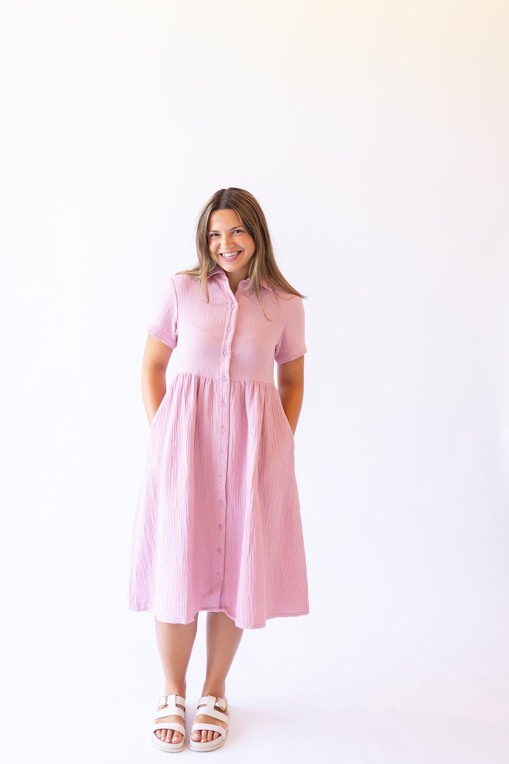 Lisa Cotton Gauze Dress -Light Pink