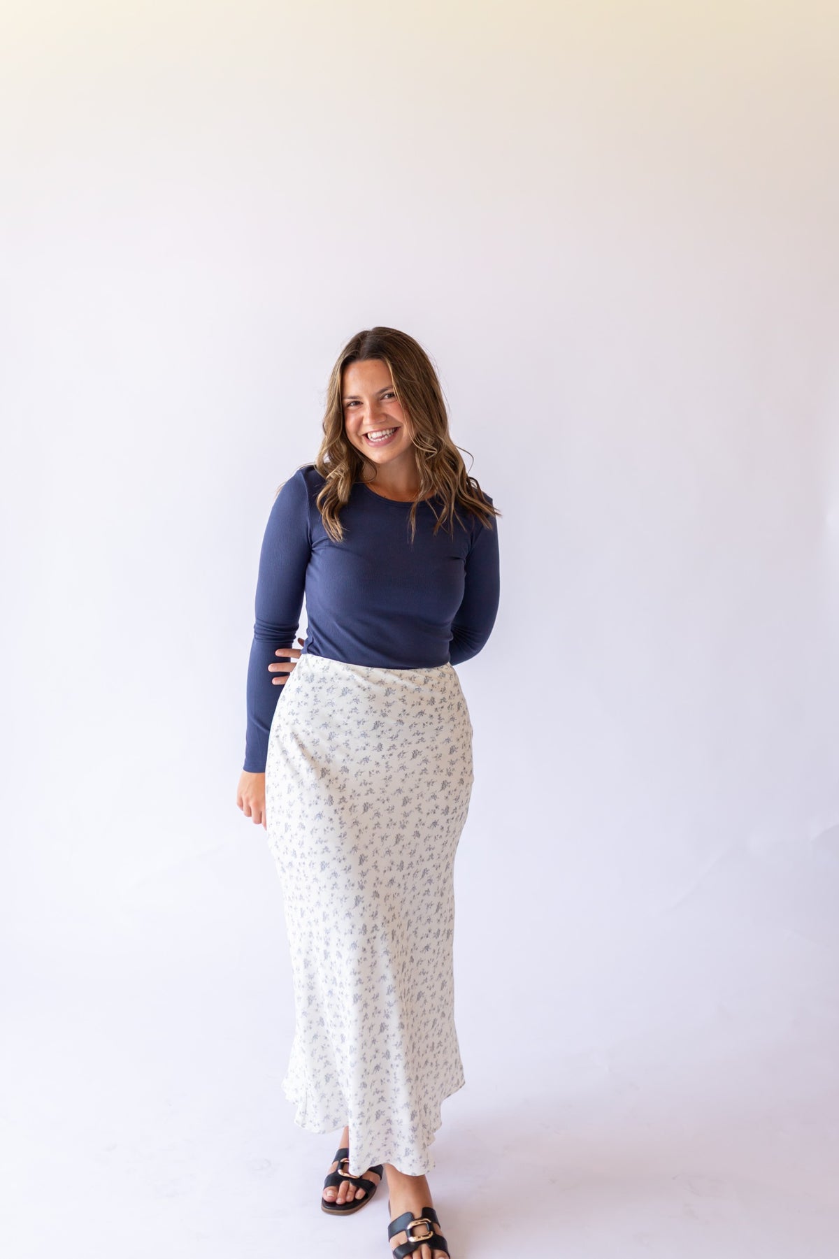 Ribbed Long Sleeve -Navy