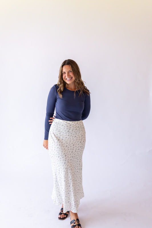 Ribbed Long Sleeve -Navy