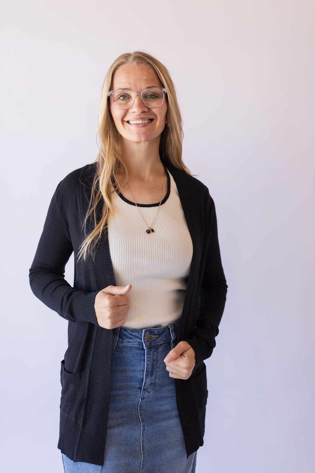 Open Front Cardigan -Black