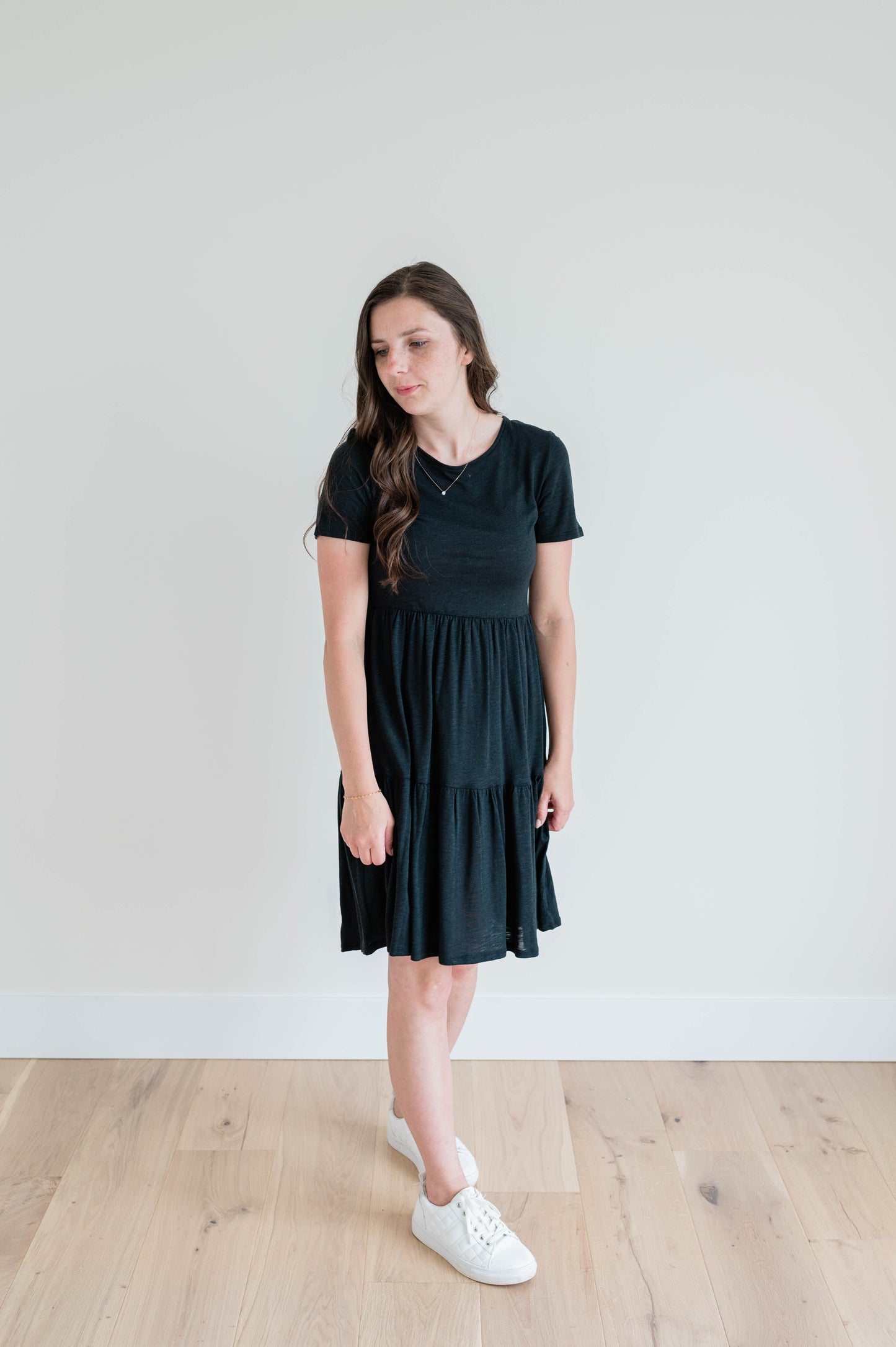 Women's Tiered Midi Dress - Black